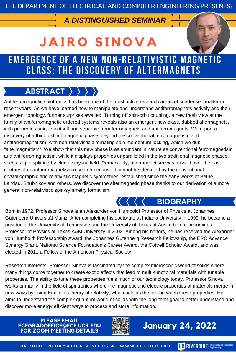 Distinguished Colloquium by Jairo Sinova