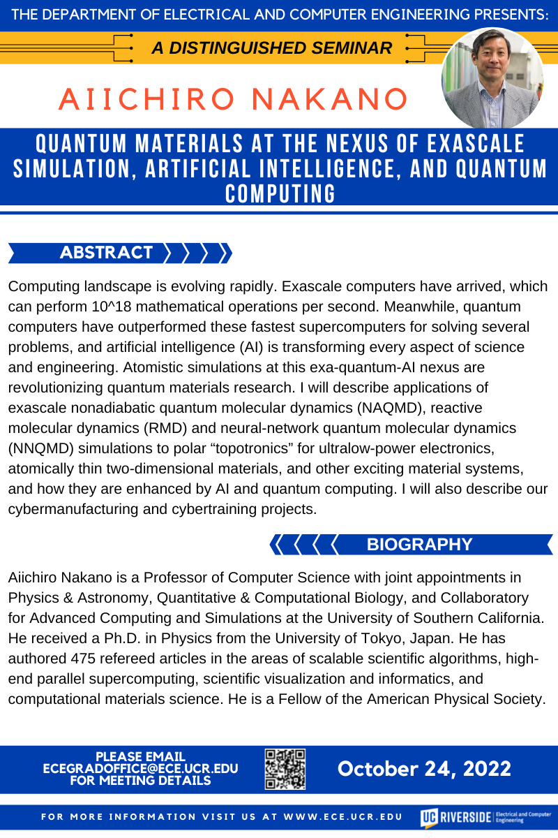 Distinguished Colloquium by Aiichiro Nakano