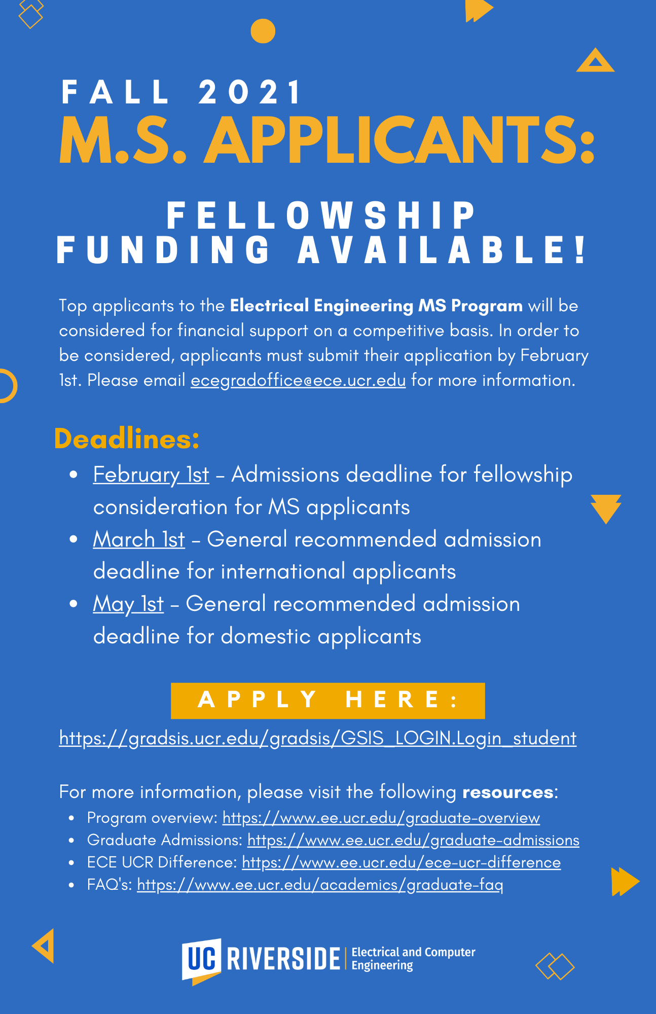 Fall 2021 MS Applicants Fellowship Funding Flyer