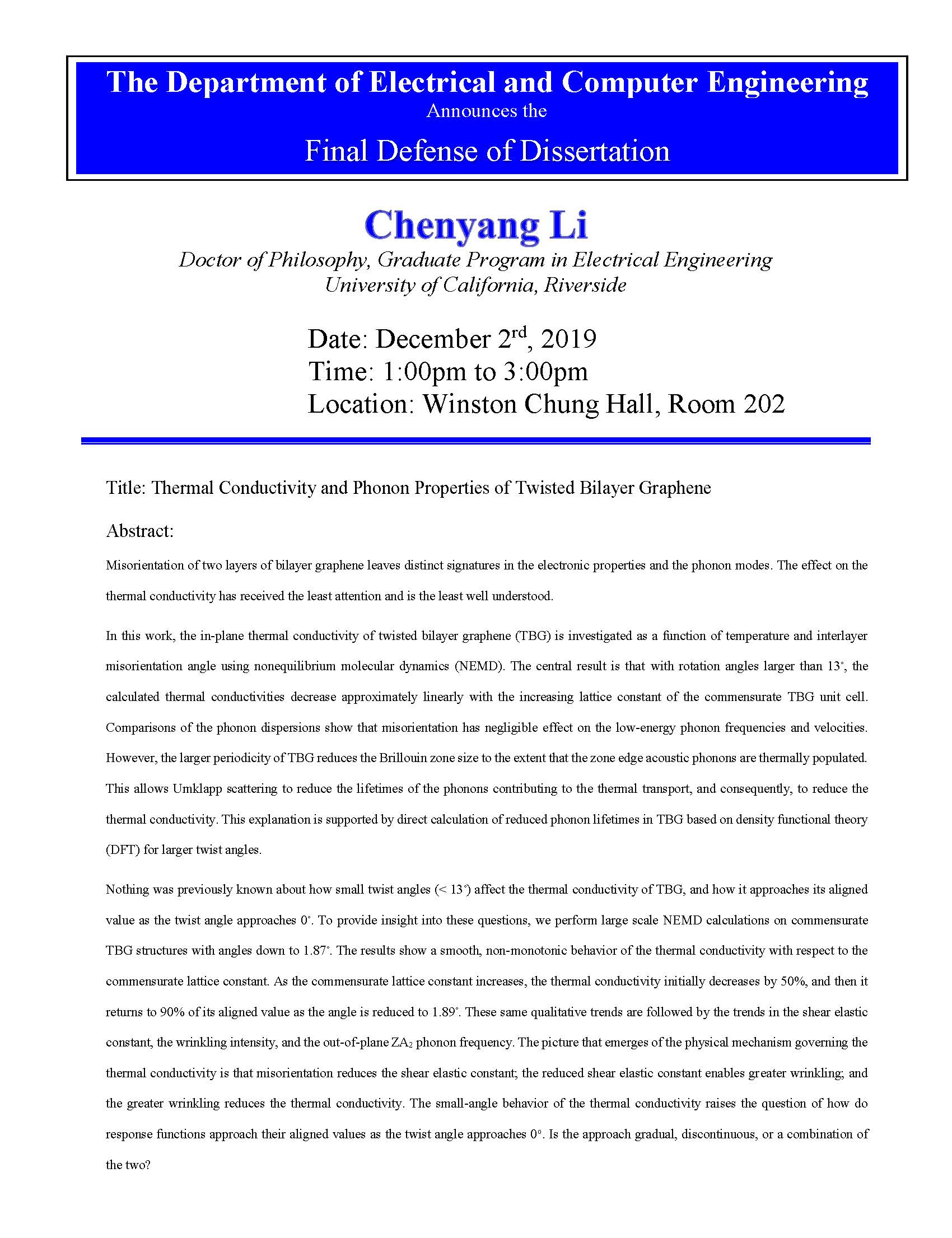 LI, Chenyang Dissertation Flyer